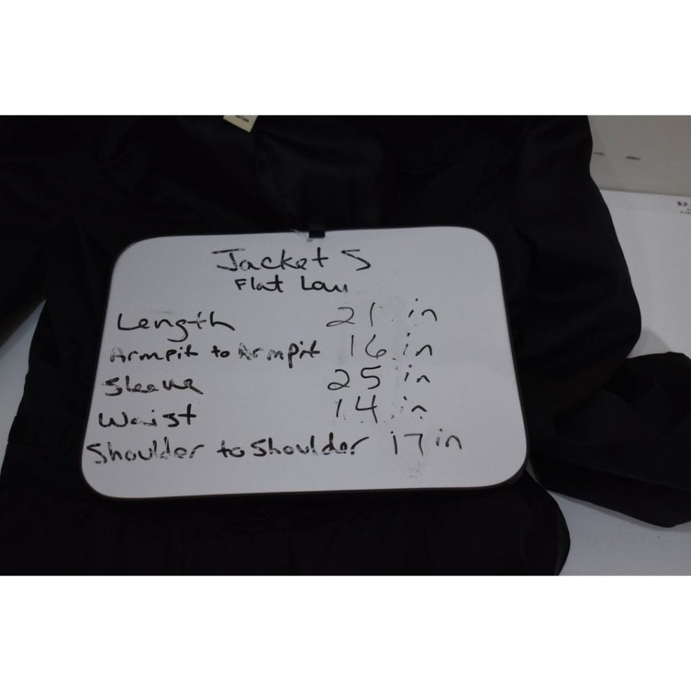 Women's Forever 21 Black Sateen Fitted Jacket Gold Chain Peplum Waist L - Picture 7 of 7